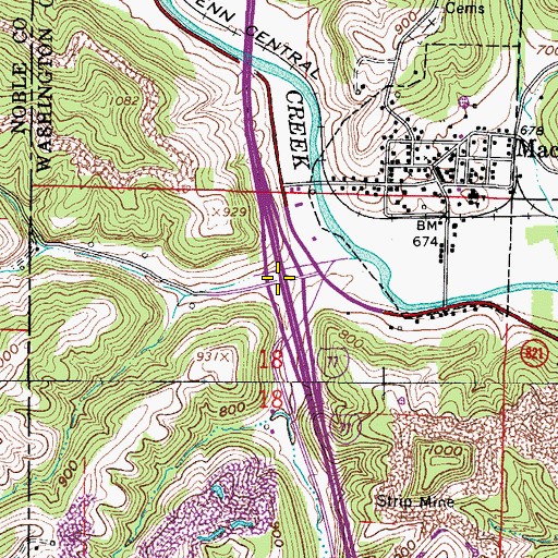 Topographic Map of Interchange 16, OH