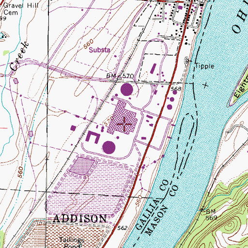 Topographic Map of James A Gavin Power Plant, OH