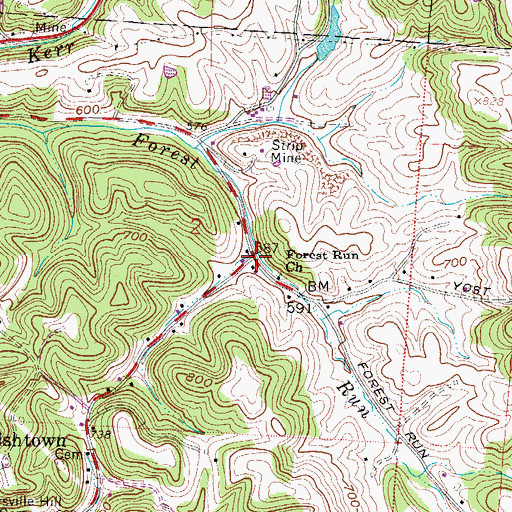 Topographic Map of Forest Run, OH