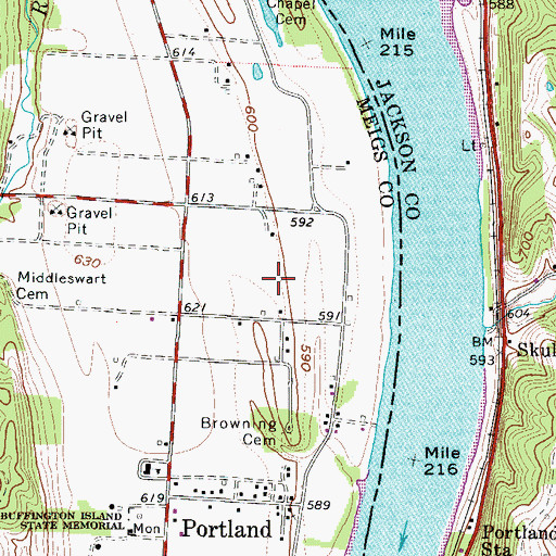 Topographic Map of Sterling Bottom, OH