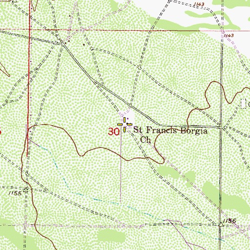 Topographic Map of Saint Francis Borgia Church, AZ