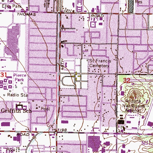 Topographic Map of Saint Francis Catholic Cemetery, AZ