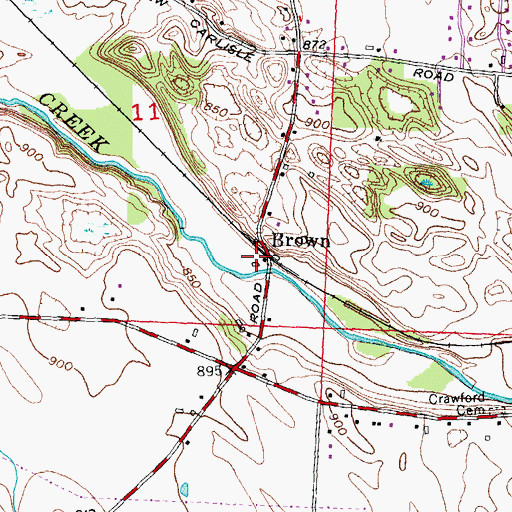 Topographic Map of Brown, OH