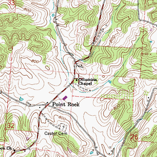 Topographic Map of Columbia Chapel, OH