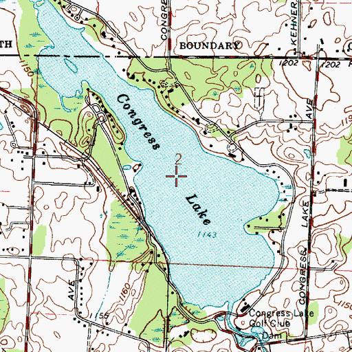 Topographic Map of Congress Lake, OH