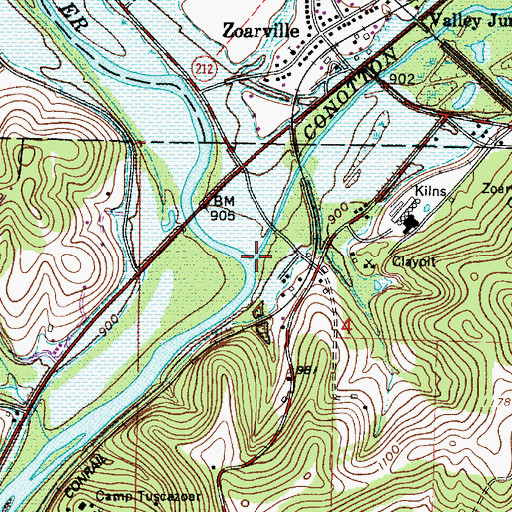 Topographic Map of Conotton Creek, OH