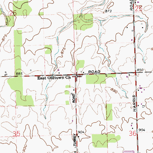 Topographic Map of East Oldtown Church, OH