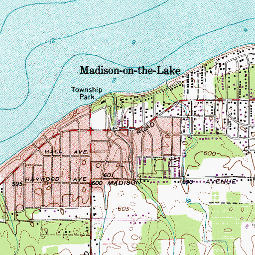 Topographic Map of Madison-on-the-Lake, OH