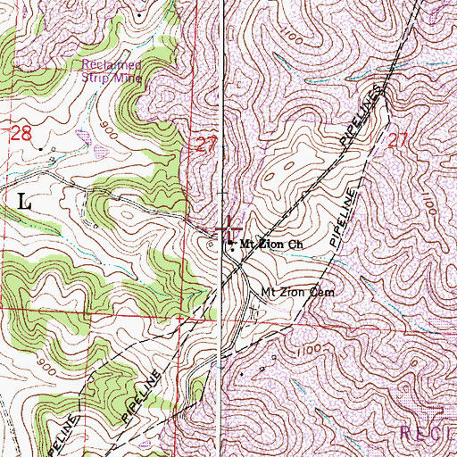 Topographic Map of Mount Zion Presbyterian Church, OH