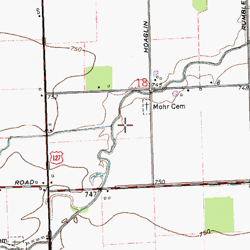 Topographic Map of Pottawatomie Creek, OH