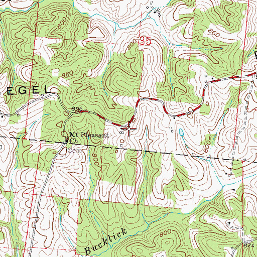 Topographic Map of Riegel Ridge, OH