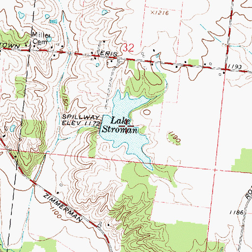 Topographic Map of Lake Stroman, OH