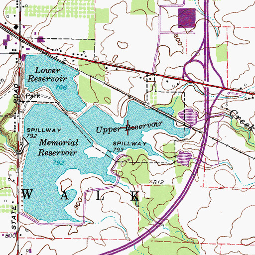Topographic Map of Upper Reservoir, OH