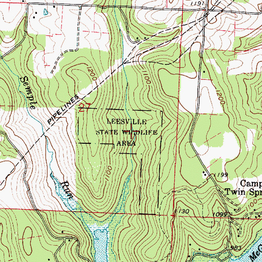 Topographic Map of Leesville State Wildlife Area, OH
