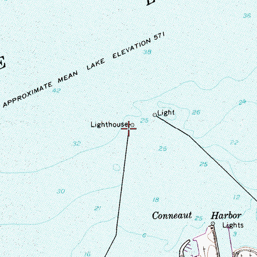Topographic Map of West Breakwater Light, OH