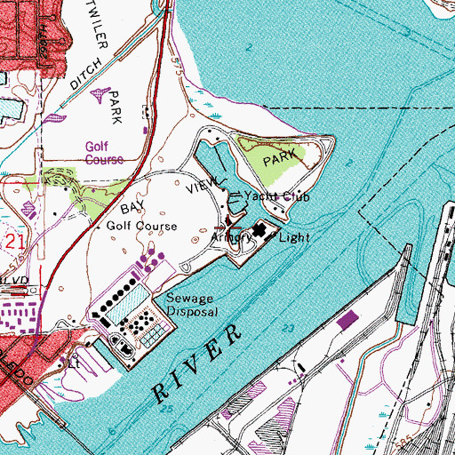 Topographic Map of The Toledo Yacht Club, OH