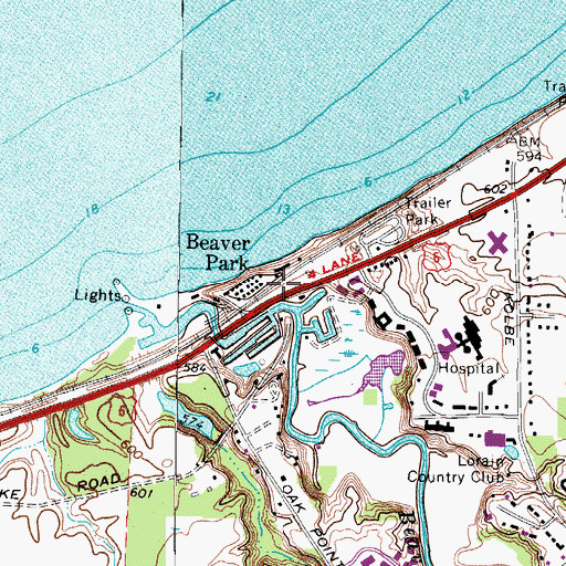 Topographic Map of Beaver Creek Boat Club, OH