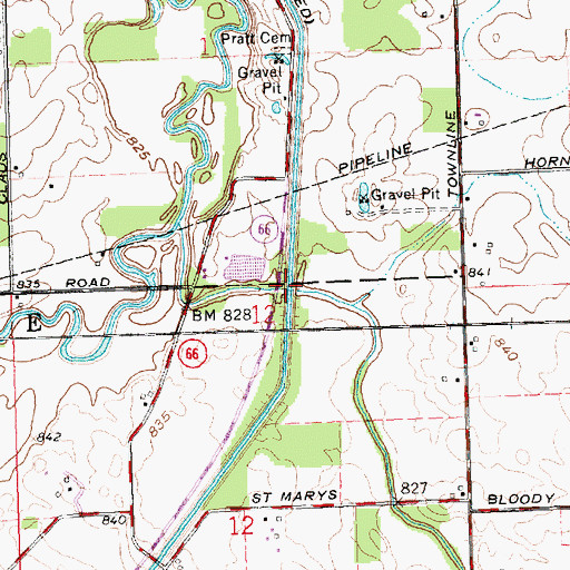 Topographic Map of Six Mile Aqueduct, OH