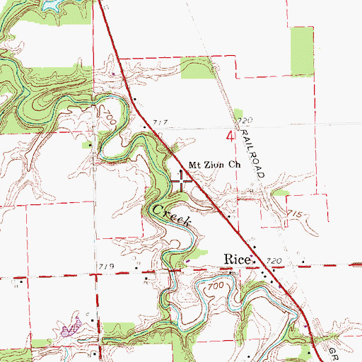 Topographic Map of Mount Zion Cemetery, OH