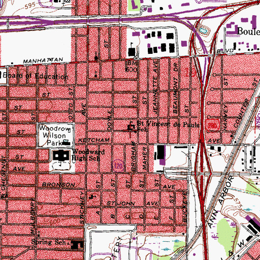 Topographic Map of Saint Vincent de Paul Catholic Church, OH