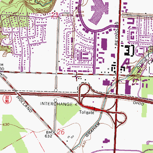 Topographic Map of All Saints Lutheran Church, OH