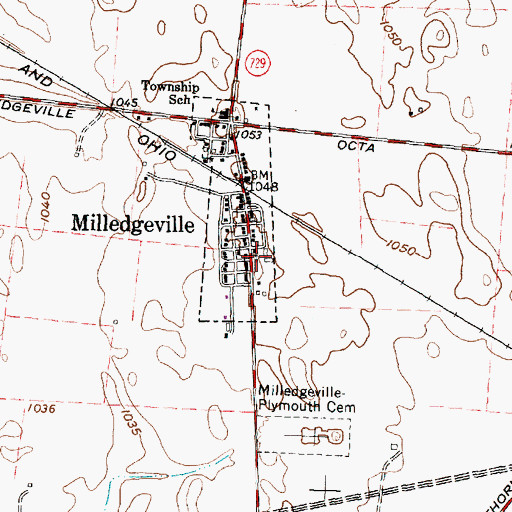 Topographic Map of Milledgeville United Methodist Church, OH