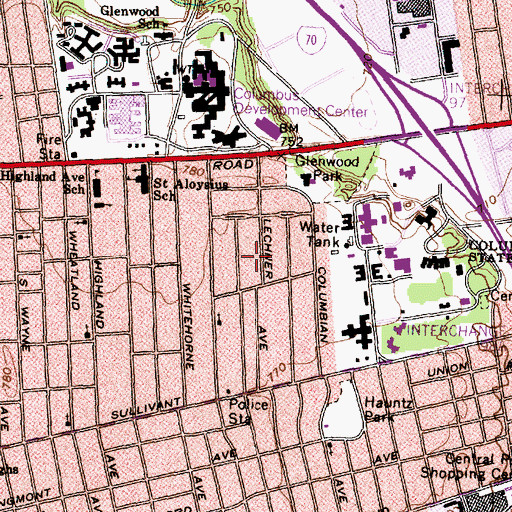 Topographic Map of Wrexham Park, OH