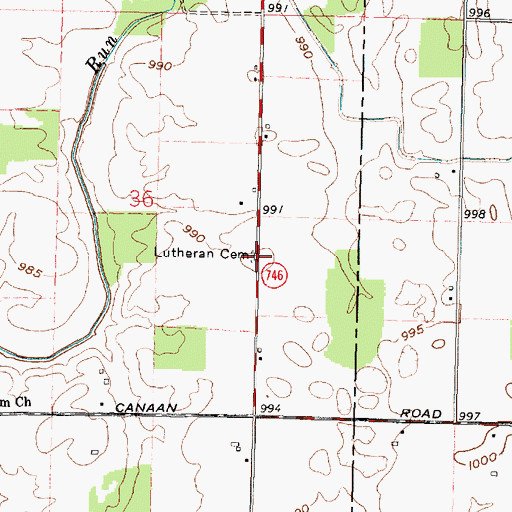 Topographic Map of Lutheran Cemetery, OH