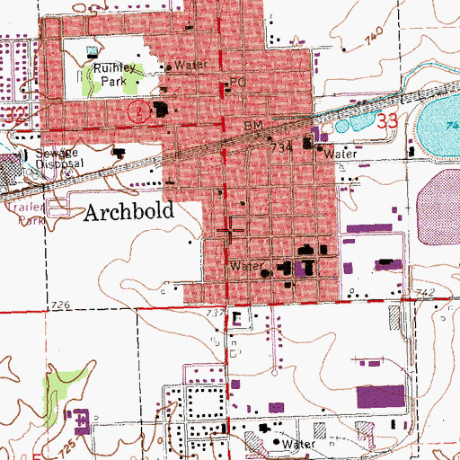 Topographic Map of Archbold Church of the Nazarene, OH