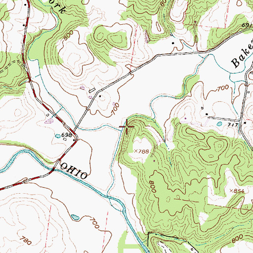 Topographic Map of Baker Fork, OH