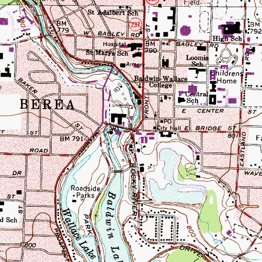 Topographic Map of Berea, OH
