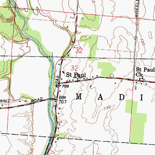 Topographic Map of Saint Paul Church, OH
