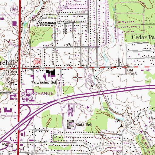 Topographic Map of Belmont Pines Hospital, OH
