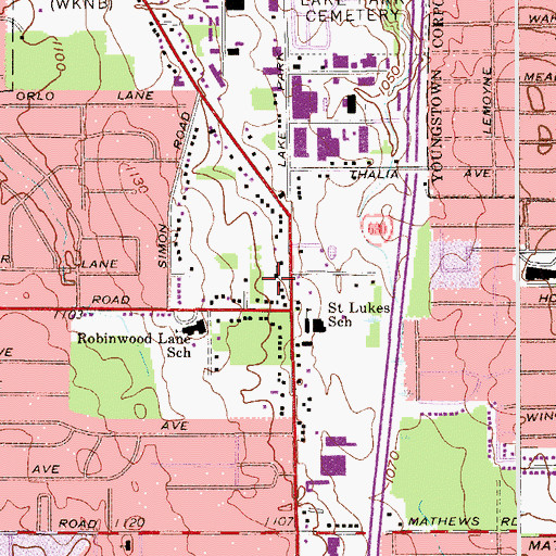 Topographic Map of Christian Assembly of Youngstown Church, OH