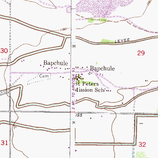 Topographic Map of Saint Peter Indian Mission School, AZ