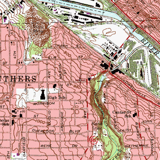 Topographic Map of Struthers United Methodist Church, OH