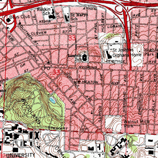 Topographic Map of Colorado Avenue Baptist Church, OH