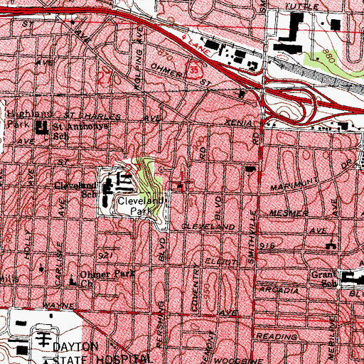 Topographic Map of Grace Church of the Nazarene, OH