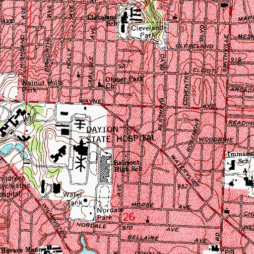 Topographic Map of Wesleyan Evangelistic Church, OH