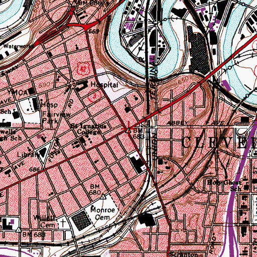 Topographic Map of Market Square, OH