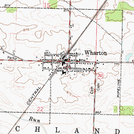 Topographic Map of Wharton Church of God, OH