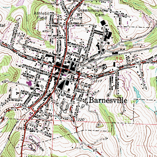 Topographic Map of Barnesville Church of the Nazarene, OH
