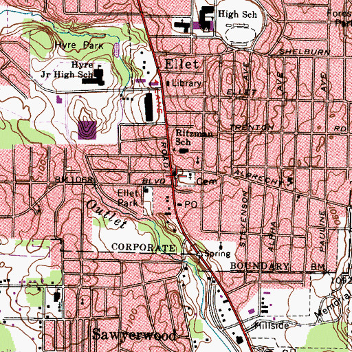 Topographic Map of North Springfield Presbyterian Church, OH