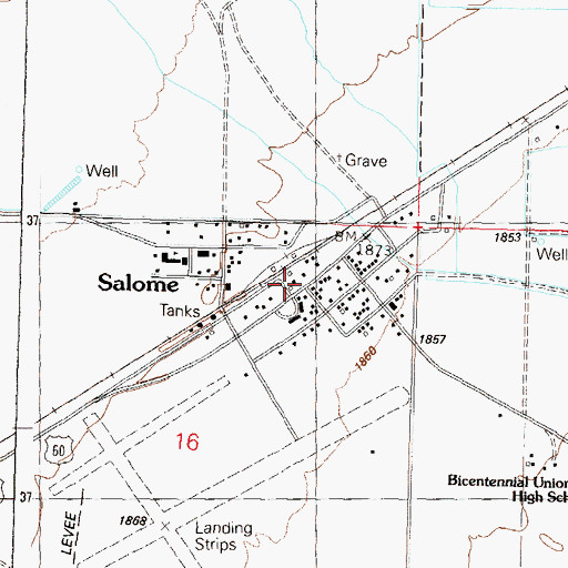 Topographic Map of Salome, AZ