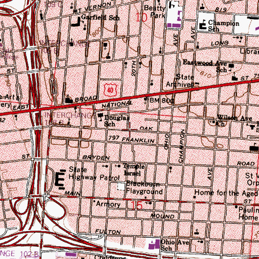 Topographic Map of Metropolitan Baptist Church, OH