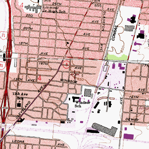 Topographic Map of Twelfth Avenue Baptist Church, OH