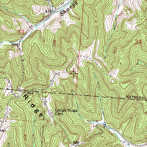 Topographic Map of Lawrence County, OH