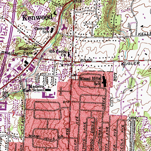 Topographic Map of Madeira Presbyterian Church, OH