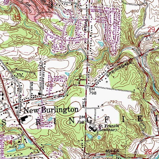 Topographic Map of New Burlington Cemetery, OH