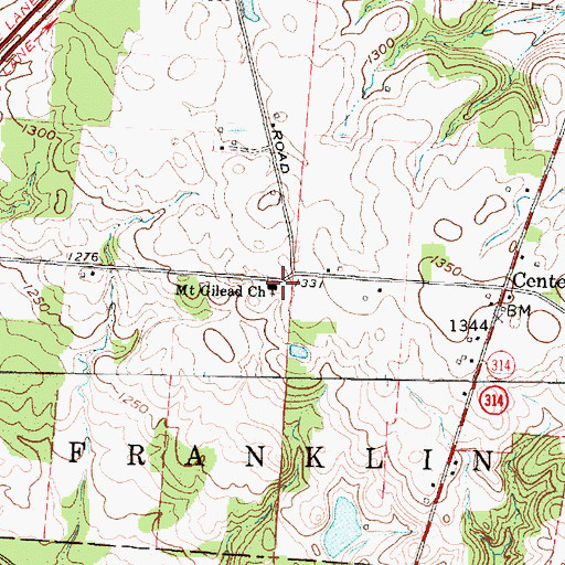 Topographic Map of Mount Gilead Church, OH